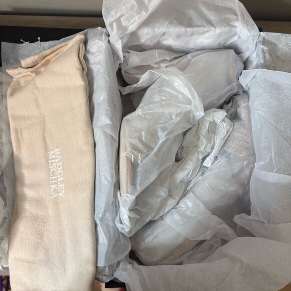 New! Badgley Mishka Becca Strappy Block Heel‎ Rhinestone Bridal Prom Size 7 - Picture 5 of 7